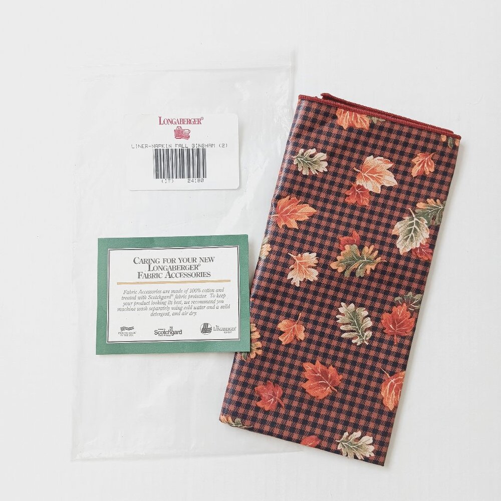 Longaberger Cotton Liner - Napkin Fall Gingham - Set of 2 (24180)